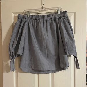 Top Shop off the shoulder pin stripe nautical blouse summer